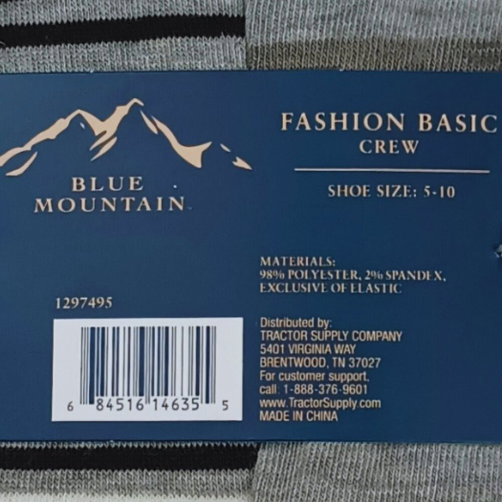 Women's 6 Pack Crew Socks Blue Mountain - Gray, Black, White - Size M (5-10) New - Picture 6 of 6
